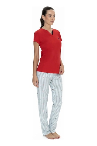 U.s. Polo Assn. 20060b Kadın Kırmızı Yarım Kollu Yarım Patlı Pijama Takımı Kırmızı