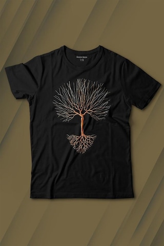 Kendim Seçtim Nature Hayat Ağacı Kuru Ağaç Kökü Baskılı Tişört Çocuk T-shirt 001