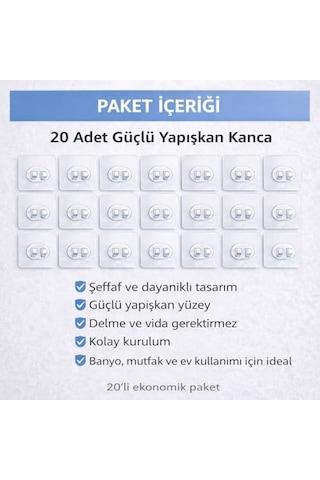 Sogud Kendinden Yapışkanlı Askı 20&apos Li Set Güçlü Vakum Duvar Askısı, Su Geçirmez Banyo & Mutfak Askılığı, Delme Gerektirmeyen Raf Ve Havlu Askısı, Fayans Cam İçin Şeffaf Yapışkan Askı 100