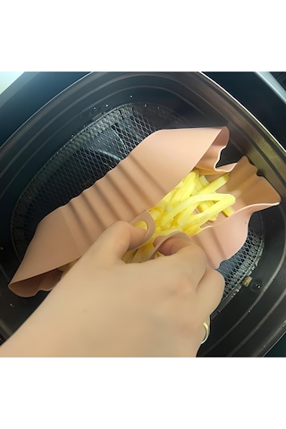 Renkli Isıya Dayanıklı Yıkanılabilir Silikon Fırın Ve Airfryer Kare Model Pişirme Matı 20 Cm Vizon
