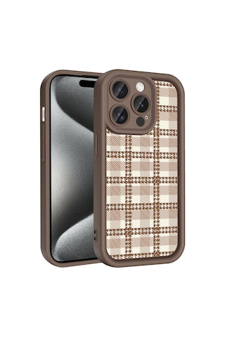 Goocamp Apple Uyumlu iPhone 14 Pro Kılıf Kamera Korumalı Baskılı Arka Yüzey Klas Kapak - Koyu Kah Koyu Kahve