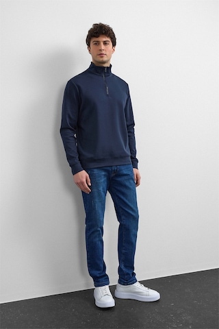 Backandbond Lacivert Regular Fit Yarım Fermuarlı Sweatshirt