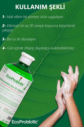 Ecoprobiyotic Temiz İçerik Çocuk Dostu Koruyucu Bakım Probiyotikli Sıvı El Sabunu 1 L