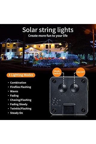 Bxroıu Solar Peri Işıkları Dış Mekan, 2'li Paket 100 Led'ler Peri Işıkları Dış Mekan Güneş 10 Metr Sku: Smgstk7dafbea822