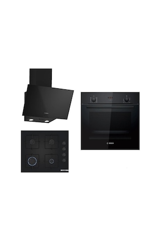 Bosch Ankastre Set 314 ( HBF512BB1T - POP6C6P31O - DWK63PJ61T ) Siyah