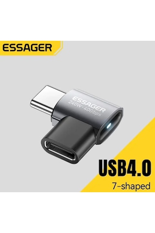 Essager Type-c To Type-c 240w 40gbps 8k+4k Usb 4.0 Ce Lisanslı Çevirici Dönüştürücü Adaptör