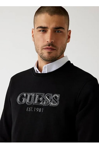 Guess M5bq08k9z21 Cn Basic Erkek Sweatshirt Siyah