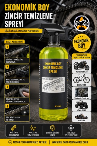 Akgüneş Motogaraj Zincir Temizleme Spreyi 1000 Ml Motosiklet Zincir Bakım Ve Temizlik Ürünü