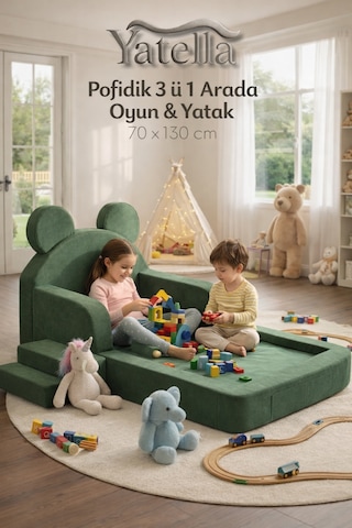 Yatella Pofidik 3'ü 1arada Oyun & Yatak 70 X 130 CM Yeşil