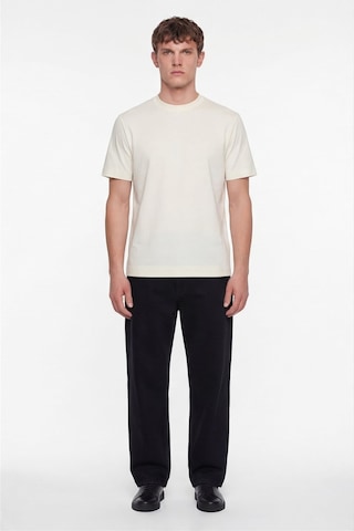 Sabri Özel Erkek Açık Krem Normal Kesim Regular FitPamuk Dokuma Bisiklet Yaka Basic T-shirt