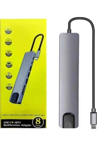 Gld-spt- Macbook Pro/air Uyumlu Usb Type-c 8 In 1 Hub Dönüştürücü Çevirici Çoklayıcı Usb Hdmı Micro