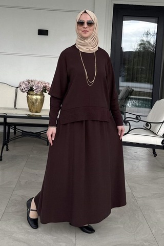 Rabia Şamlı Ela Modal Takım Kahve Çok Renkli