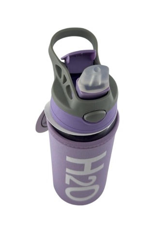 H2o Kılıflı Pipetli Cam Matara 500 Ml Mor