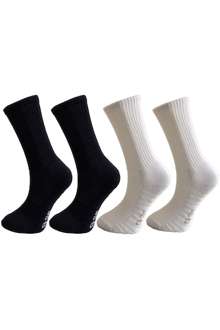 Silk Step Fit Line 4'lü Siyah-beyaz Erkek Ve Kadın Spor Çorabı , Active - Fonksiyonel 2çift Siyah - 2çift Beyaz Siyah - Beyaz