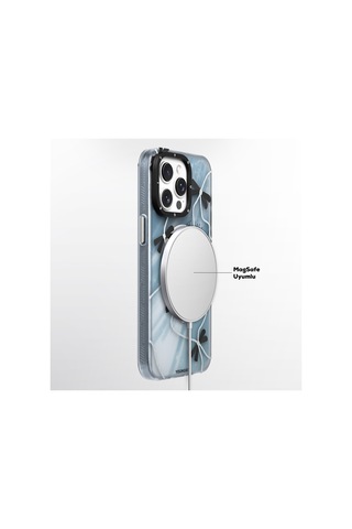 Apple Uyumlu iPhone 15 Pro Max Kılıf Magsafe Özellikli Airbagli Çift Katmanlı Youngkit Star&butterfly Serisi Gri