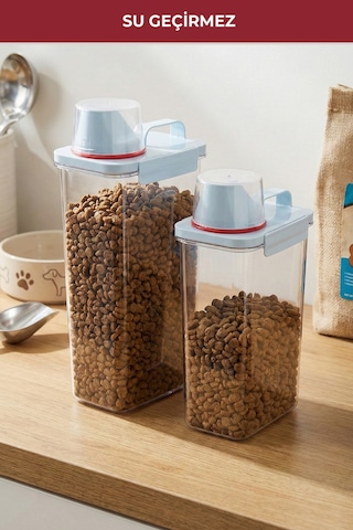2'li Sızdırmaz Kedi Köpek Mama Saklama Kabı 2300 Ml Ve 2800 Ml