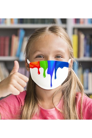 10 Adet Yıkanabilir Beyaz Çocuk Maske-4