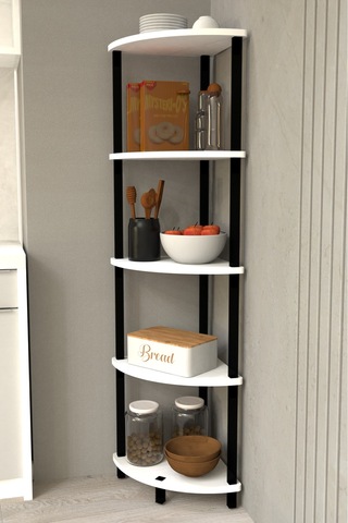 Gusto 5 Katlı Mutfak Rafı Çok Amaçlı Mutfak Düzenleyici Dekoratif Mutfak Raf Ünitesi Ve Organizer - Beyaz Beyaz