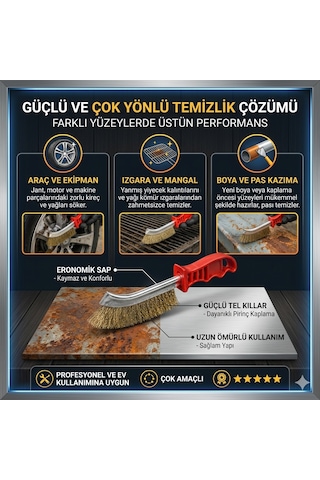 Profesyonel Tel Fırça Pas Sökücü Metal Temizleme Fırçası Ergonomik Saplı Çok Amaçlı