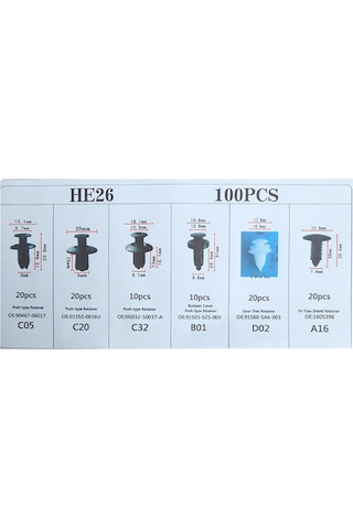 Singree 100 Parçalık Çeşitli Montaj Klips Seti, 6 Farklı Tür İle Pratik Kullanım İmkanı