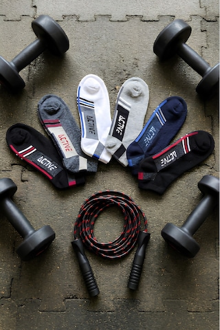 Socketta Spor Dikişsiz 6'lı Karışık Renk Active Patik Çorap Premium Çok Renkli