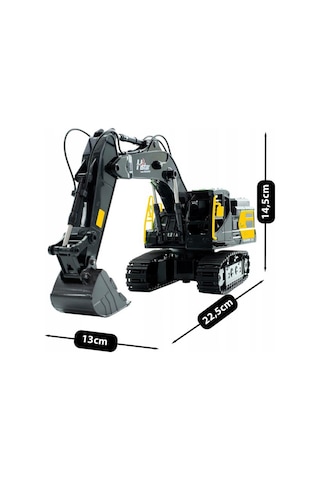 Oyuncak 1:12 Ölçek Büyük Boy Işıklı Sesli Şarjlı Duman Atan Kumandalı Kepçe Sarı Sarı