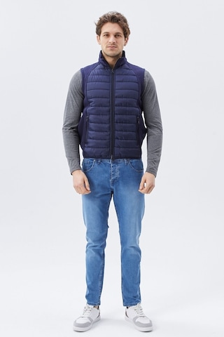 Uniprom Erkek Şişme Yelek Su Ve Rüzgar Geçirmez Ray Desen Lacivert