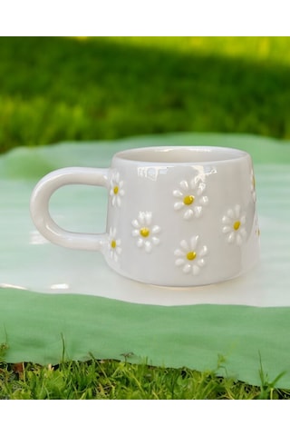 Klasik Çayır Papatya Seramik Kupa Bardak Mug
