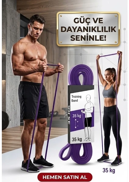 35 Kg Pilates Direnç Bandı Mor - Ağır Sert Egzersiz Ve Spor Lastiği Fitnes Bandı