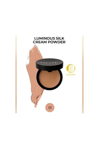 Note Cosmetique Luminous Silk Cream Powder Mat Bitişli Pudra Fondöten - 01 Beige