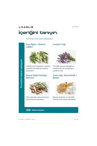 L'carlıe Luciderm Yüz Temizleme Köpüğü Günlük Kullanım 150 Ml