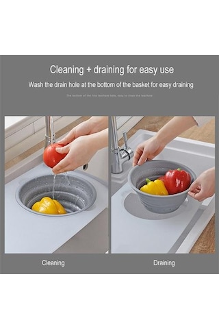 Mutfak Masası Esnek Kesme Tahtası Silikon Katlanır Tahliye Sepeti Pişirme Depolama Mutfak Eşyaları Çıkar Kevset Seti Çizme Blokları Açık Gri