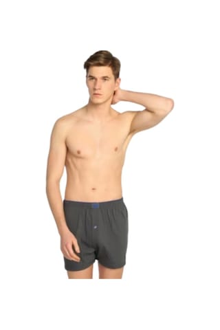 Erkek Penye Düz %100 Pamuk 6'lı Boxer Gri