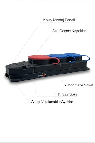 İki Monofaze Bir Trifaze Üçlü 3 Lü Profesyonel Çoklu Priz Kauçuk Gövde Bakır İletken Aksamlı Soket Kapaklı İzolasyonlu Sağlam Bağlantı Aparatlı Makine Isıtıcı Araç Şarjı İçin 003