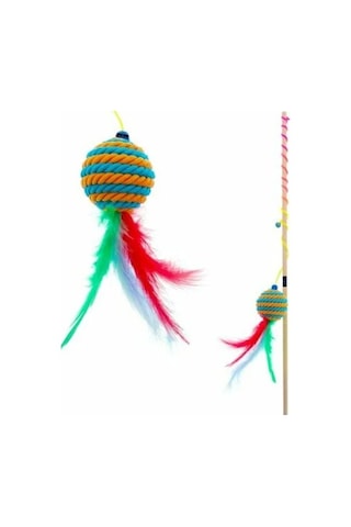 Patiderm Toplu ve Tüylü 50 CM Kedi Oltası Çok Renkli