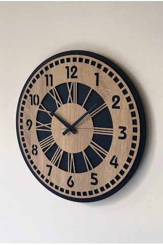 Modern Ahşap Duvar Saati Sağlam Çok Şık Ve Birarada..no:62 Siyah