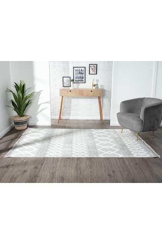 Sümer Sm003a Gri Halı Iskandinav Desen Dekoratif Modern Tozuyok Antialerjik Salon Halısı Koridor-298 Gri