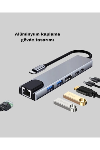 Alüminyum Kasalı MacBook Uyumlu Usb-c Hub 4k Hdmı, Usb 3.0, Sd/tf Kart Girişi, Pd Nrzsnt - 35 Şarj Desteği Adet