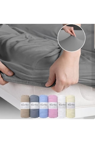 %100 Pamuk Penye Premium Lastikli Çarşaf Tek Kişilik Çift Kişilik Battal Boy Gri, 100x200 Açık Gri - Antrasit
