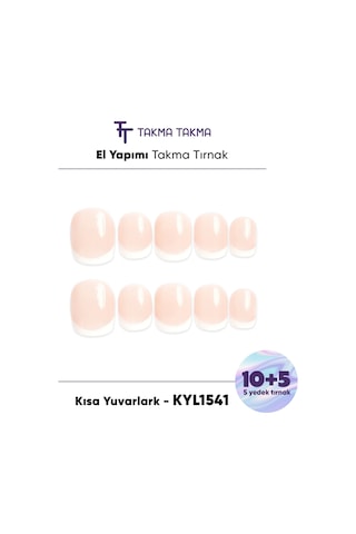 15'li Ten Rengi Kısa Yuvarlark Kylk1541fk 10'lu Tekrar Kullanılabilir El Yapımı Protez Takma Tırnak L