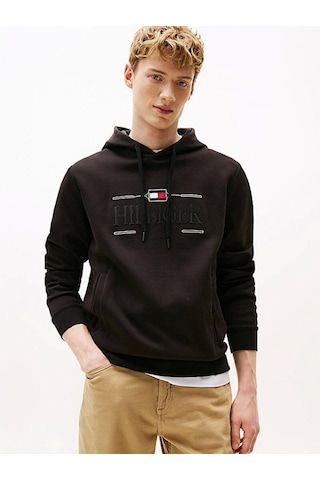 Tommy Hilfiger Icon Hılfıger Hoodıe Erkek Siyah Kazak Mw0mw39586bds Siyah