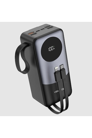 Venandin Opulix Pwb40a1 40.000 Mah Led Göstergeli 22.5w Hızlı Kendinden Kablolu Powerbank Siyah