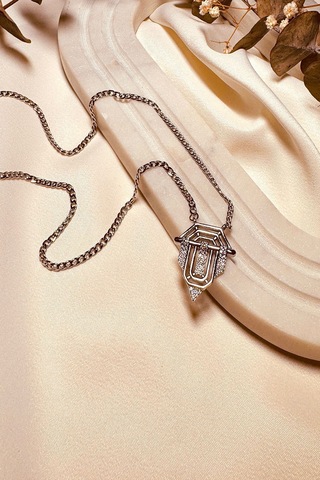 Kimler Geldi Kimler Geçti Serenay Özel Tasarım Örgü Zincir Çelik Gümüş Renk Kolye Gümüş