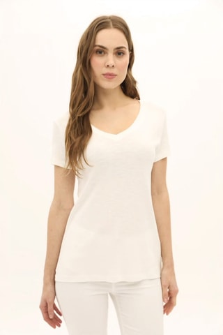 Daido Kadın V Yaka Kısa Kollu Pamuklu Basic T-shirt 5982 Ekru Ekru