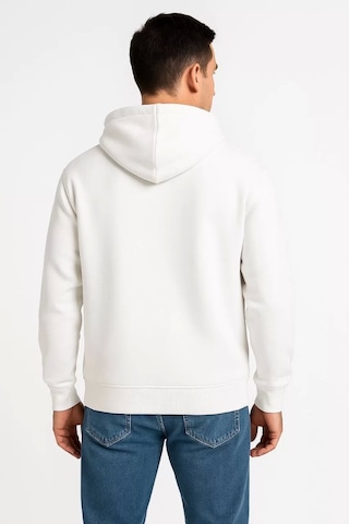 Erkek Üç İplik Kapüşonlu Tam Fermuarlı Kanguru Çepli Sweatshirt Hoodie - Beyaz Beyaz