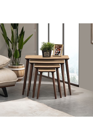 Vovvahome Vega 4lü Dörtlü Mdf Ahşap Zigon Sehpa - Meşe