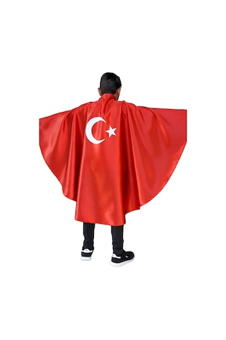 Pazarsen 3-13 Yaş Arası Ay Yıldız Bayrak Pelerin Yeni Sezon BY1214