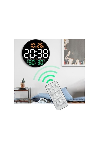 Maiyame Siyah Kasa Renkli Işık Turuncu, Beyaz, Yeşil Sessiz Dijital Termometre Ve Saat ÇOk Renkli