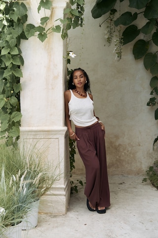 Mai Collection Mai Studios Co. Mahoney Bordo Keten Palazzo Pantolon Bordo
