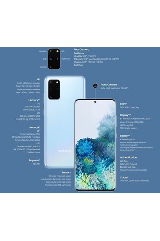 Yenilenmiş Samsung Galaxy S20 8 GB 128 GB A Kalite (12 Ay Garantili)
